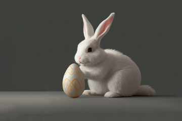Easter bunny with easter eggs. Generative AI