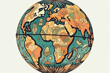 Vector globe icon of the world.