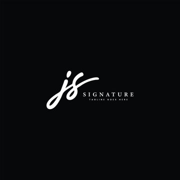 J, S, JS Initial letter handwritten and signature vector image logo
