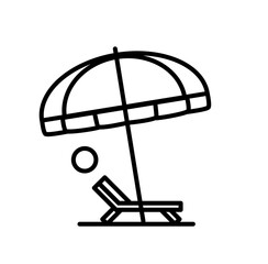 Umbrella and chair beach summer holidays outline icon