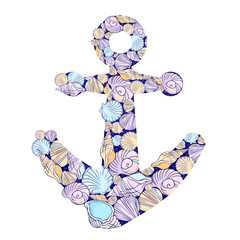 nautical anchor with shells