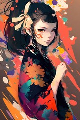 girl with a bouquet of flowers