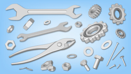 ベクター立体工具セット　イラスト