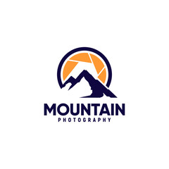 Mountain photography logo inspiration, camera, lens