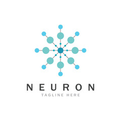 Neuron logo or nerve cell logo design,molecule logo illustration template icon with vector concept