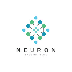 Neuron logo or nerve cell logo design,molecule logo illustration template icon with vector concept