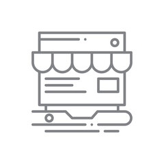 Ecommerce Shopping icon with black outline style. web, business, cart, online, retail, delivery, shop. Vector illustration