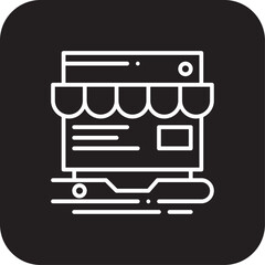 Ecommerce Shopping icon with black filled line style. web, business, cart, online, retail, delivery, shop. Vector illustration