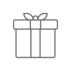 Gift Shopping icon with black outline style. present, package, ribbon, surprise, celebration, decoration, give. Vector illustration