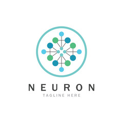 Neuron logo or nerve cell logo design,molecule logo illustration template icon with vector concept