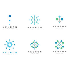 Neuron logo or nerve cell logo design,molecule logo illustration template icon with vector concept