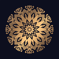 Luxury ornamental with golden mandala background Vector Template