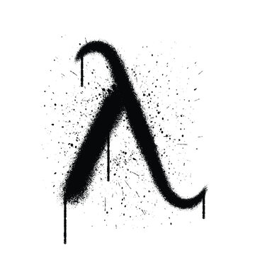 Vector graffiti spray paint lambda sign isolated vector illustration