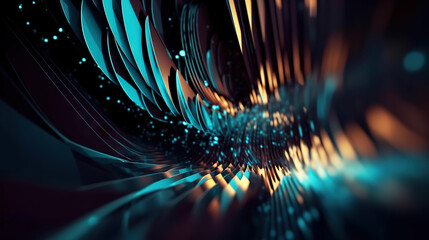 Modern abstract digital 3D background. Copy space. Based on Generative AI
