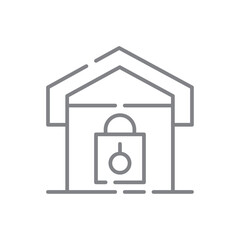 Home Security Information technology icon with black outline style. safety, lock, secure, protection, technology, house, padlock. Vector illustration