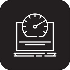 Laptop Perfomance Information technology icon with black filled line style. concept, technology, equipment, pc, graphic, dice, digital. Vector illustration