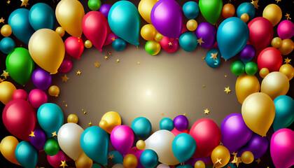 Birthday Party Background with Balloons. AI Generative.