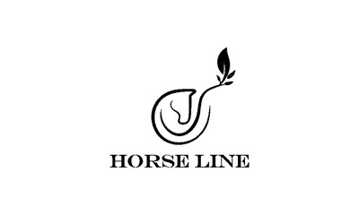 simple horse outline leaves vector