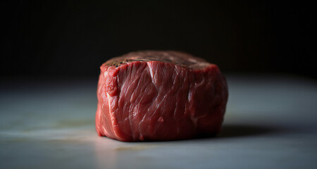 Whole piece of tenderloin with steak ready to cook on dark background. filet mignon generative ai