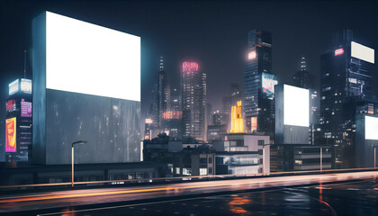 Blank advertising LED billboard installed outdoor. Generative ai.