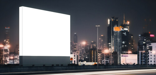 Large billboard in the city mockup at night. Generative ai