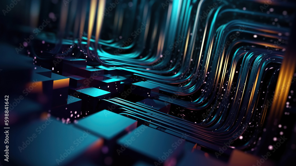 Poster modern abstract digital 3d background. copy space. based on generative ai