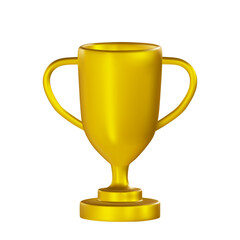 Render of the golden cup icon for the award. Vector 3d illustration