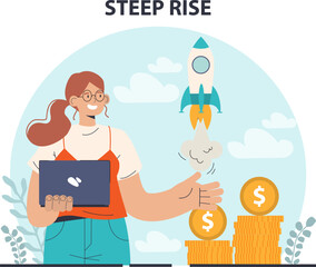 Steep rise of business development. Market boost and profit