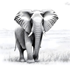 elephant in the wild sketch art - Generative Ai