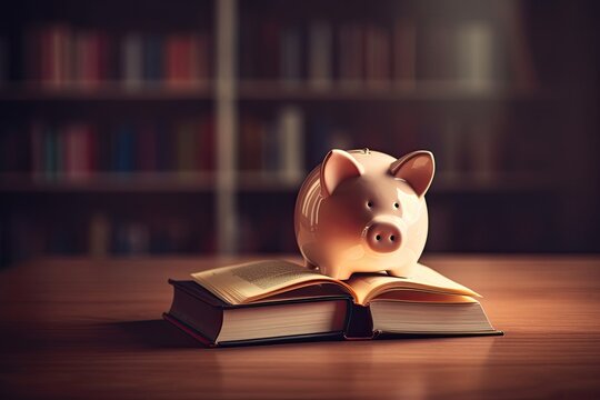 Saving for Education: A Piggybank and a Bookcase of Academic Knowledge, Generative AI