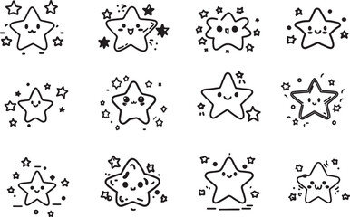 Fototapeta premium Set of Cute Vector Line Art