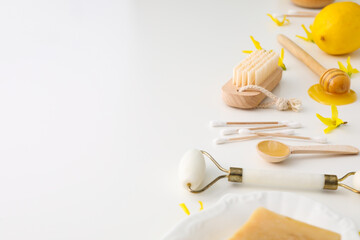 Concept of face and skin care supplies - Honey cosmetic