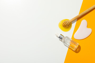 Concept of face and skin care supplies - Honey cosmetic