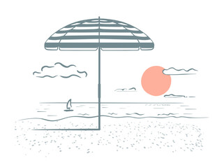 sketch summer beach sea sun vector eps10