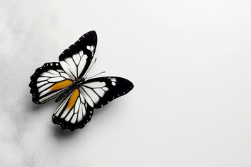 Fototapeta na wymiar Simple butterfly white background copy space. Generative AI