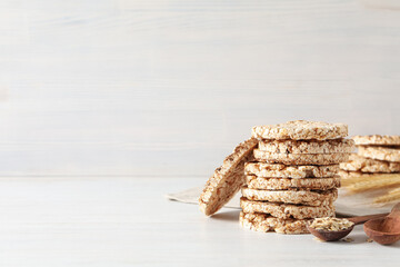 Concept of diet and healthy nutrition with crisp bread
