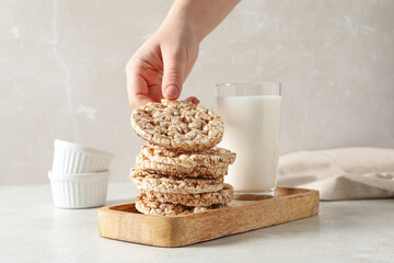 Concept of diet and healthy nutrition with crisp bread
