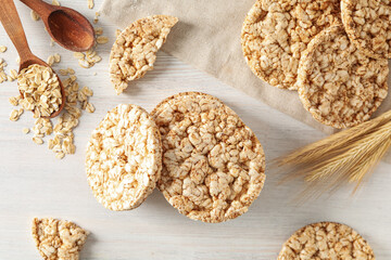 Concept of diet and healthy nutrition with crisp bread