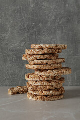Concept of diet and healthy nutrition with crisp bread