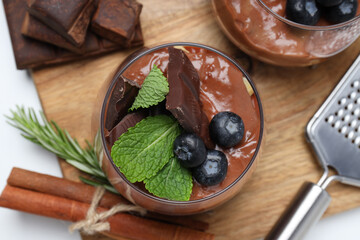 Concept of delicious and sweet food - chocolate mousse