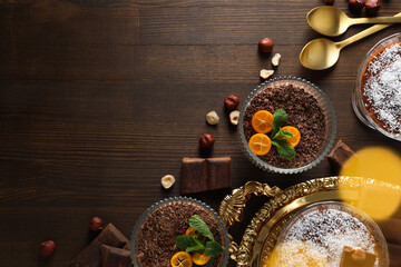 Concept of delicious and sweet food - chocolate mousse