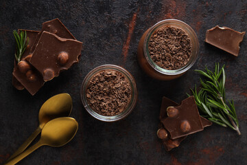 Concept of delicious and sweet food - chocolate mousse