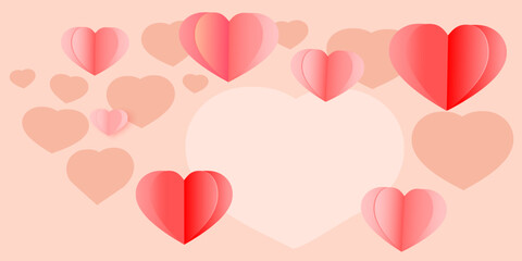 Heart Valentine's Day, Creative paper cut heart decorated background