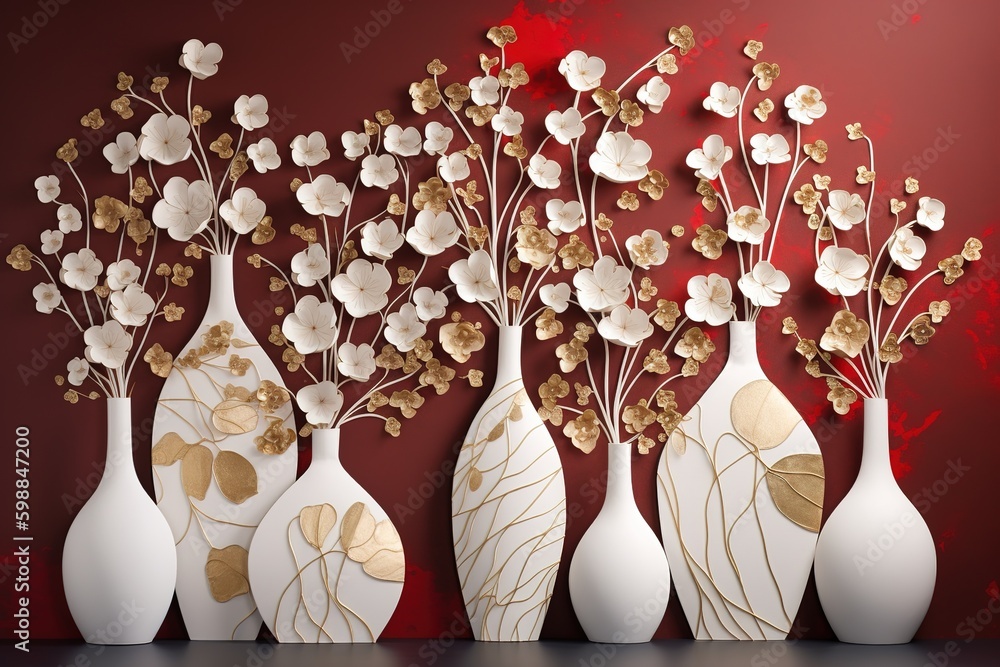 Poster a collection of vases, each one containing flowers generative ai generative ai