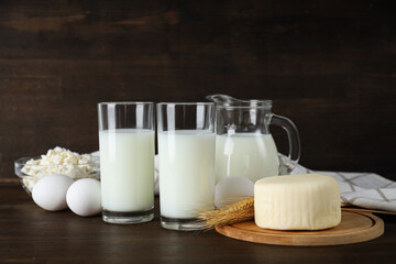 Concept of tasty food - different dairy products