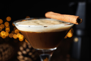 Espresso martini cocktail, delicious alcohol drink, dessert cocktail