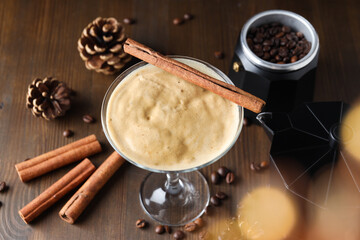 Espresso martini cocktail, delicious alcohol drink, dessert cocktail