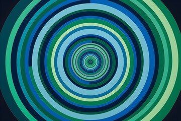 A series of concentric circles with a gradient of blues and greens AI-Generated image