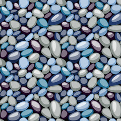 Seamless texture of small pebbles. Colorful stones on the ground.
