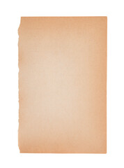 Old sheet of paper isolated on white background with clipping path